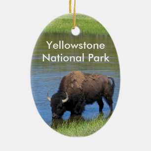 Yellowstone buffelsouvenir julgransprydnad keramik
