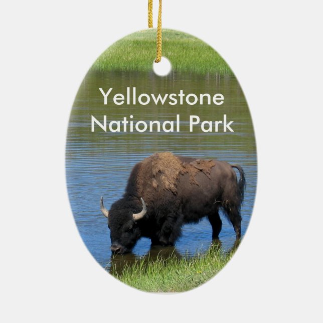 Yellowstone buffelsouvenir julgransprydnad keramik (Baksidan)