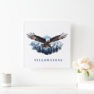 Yellowstone Eagle Fyrkantig Klocka