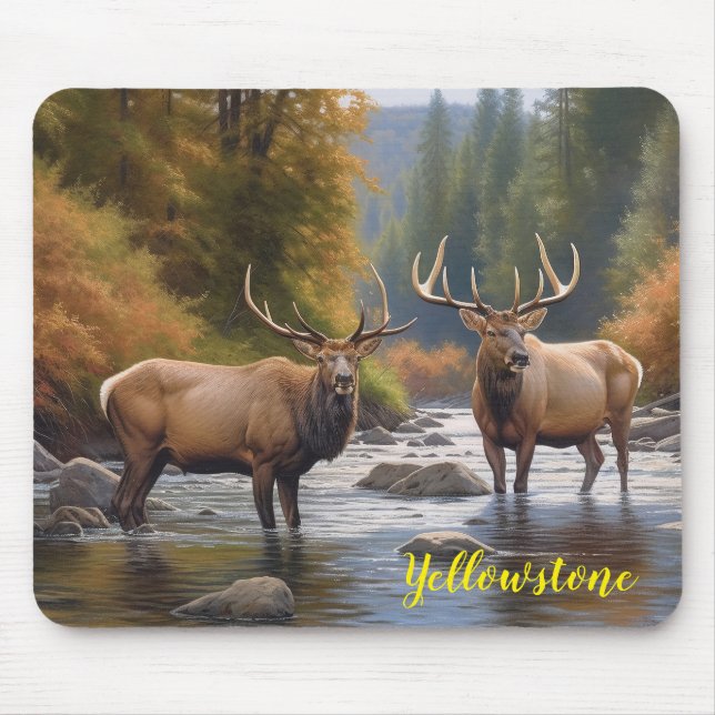 Yellowstone Elk Mouse Pad Musmatta (Framsidan)