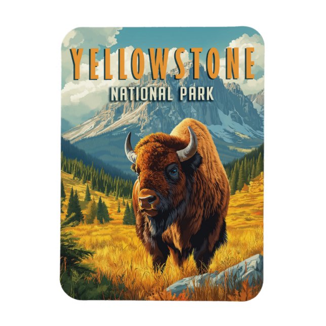 Yellowstone: En Retro Travel Magnet (Vertikal)