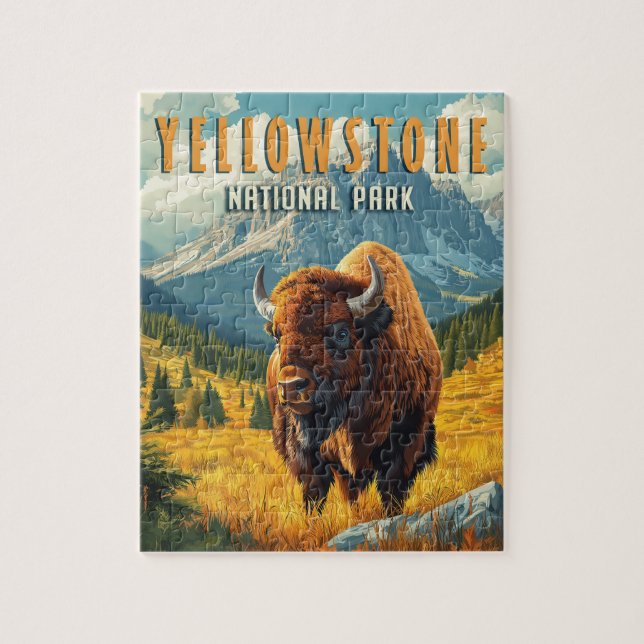 Yellowstone: En Retro Travel Pussel (Vertikal)