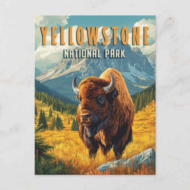 Yellowstone: En Retro Travel Vykort (Framsida)