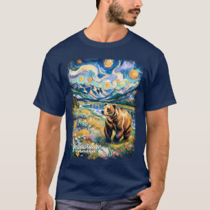 Yellowstone Färgrik Landskapsvintage Djur Björn T Shirt