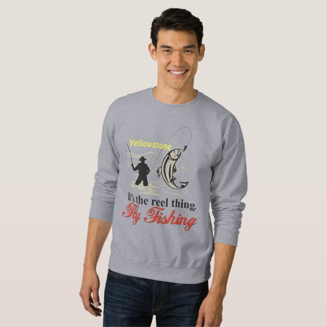 Yellowstone Flygfiske Sweatshirt-it är Reel Lång Ärmad Tröja (Hel framsida)
