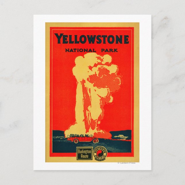 Yellowstone, Gamla Faithful Advertising Poster Vykort (Framsida)