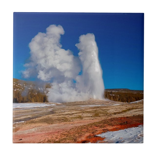 Yellowstone Gammal Faithful Kakelplatta (Framsidan)