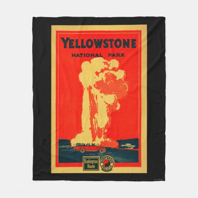 Yellowstone gammal trogen advertizingaffisch fleecefilt (Framsidan)
