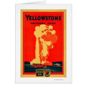 Yellowstone gammal trogen advertizingaffisch hälsningskort
