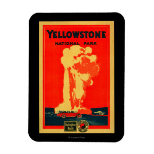 Yellowstone gammal trogen advertizingaffisch magnet