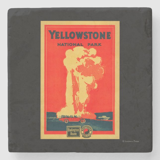 Yellowstone gammal trogen advertizingaffisch stenunderlägg (Framsidan)