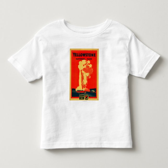 Yellowstone gammal trogen advertizingaffisch t shirt (Framsida)