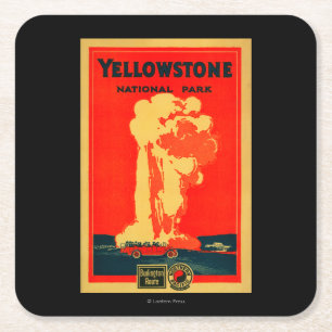 Yellowstone gammal trogen advertizingaffisch underlägg papper kvadrat