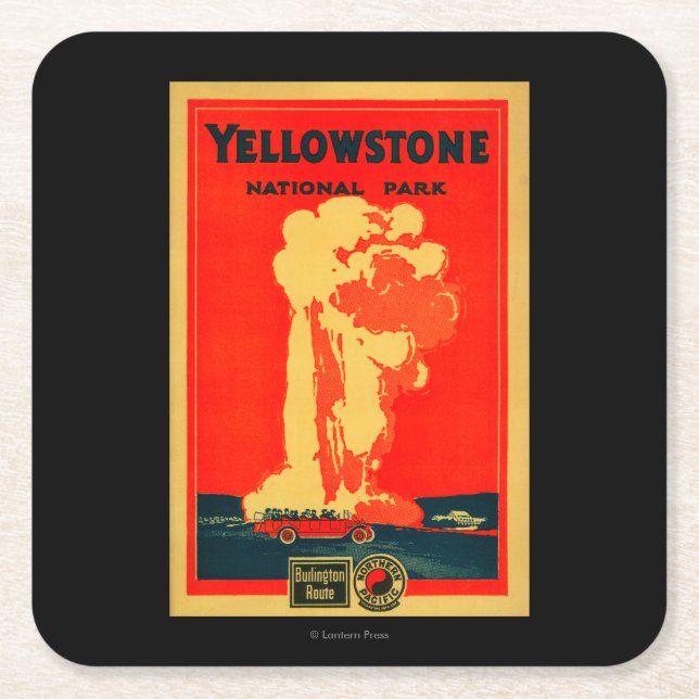 Yellowstone gammal trogen advertizingaffisch underlägg papper kvadrat (Framsidan)