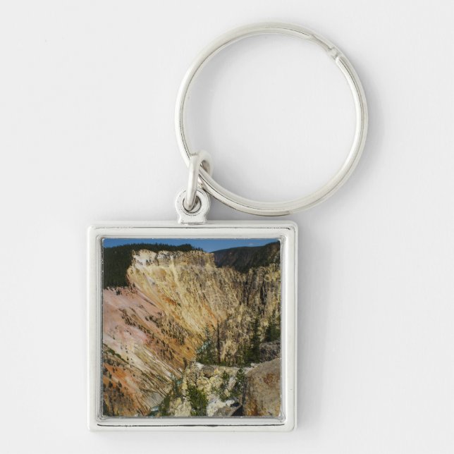 Yellowstone Grand Canyon Fyrkantig Silverfärgad Nyckelring (Framsidan)