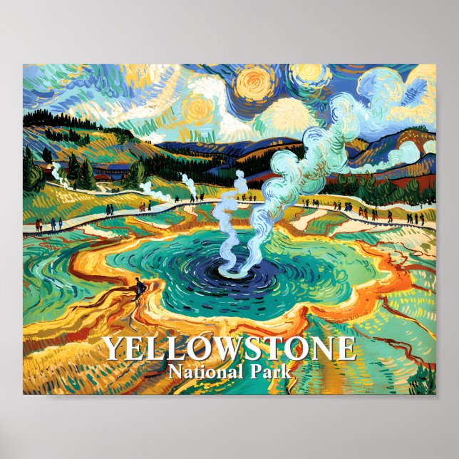 Yellowstone Grand Prismatic Spring Van Gogh Anpass Poster (Framsidan)
