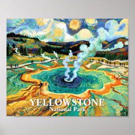 Yellowstone Grand Prismatic Spring Van Gogh Custom Poster