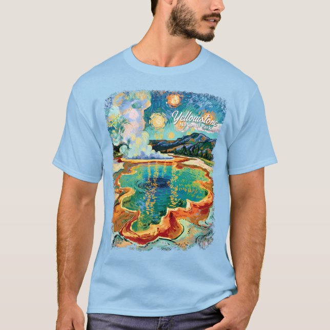 Yellowstone Grand Prismatic Van Gogh Custom Text T Shirt (Framsida)