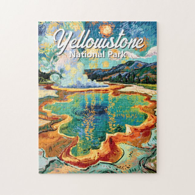 Yellowstone Grand Prismatic Van Gogh Färgrik Pussel (Vertikal)