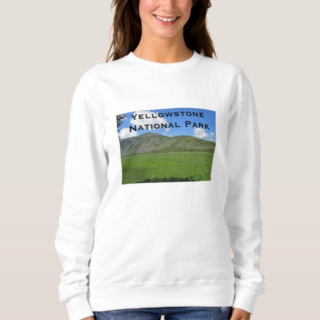 Yellowstone Grönt Valley Photo National Park T Shirt (Framsida)
