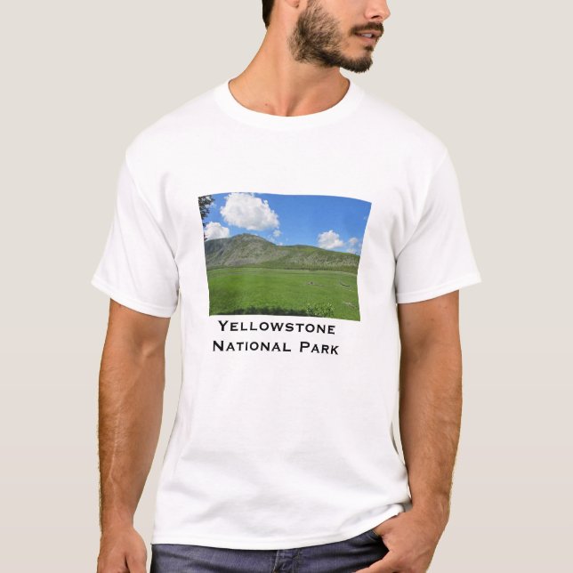 Yellowstone Grönt Valley Photo National Park T Shirt (Framsida)