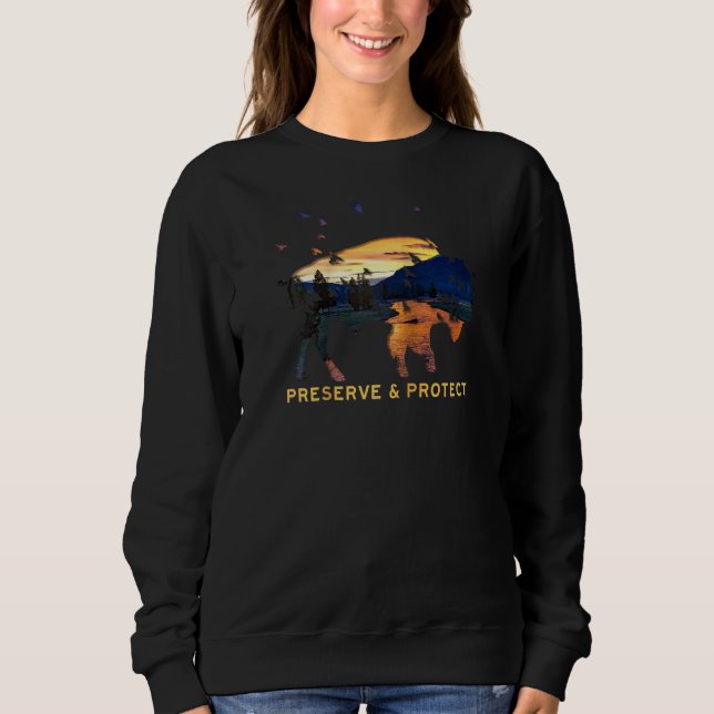 Yellowstone Hickar utanför nationalparken Bison N T Shirt (Framsida)