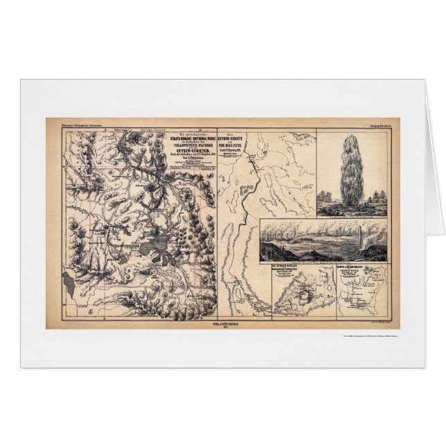 Yellowstone i den tyska affischen 1871 hälsningskort (Framsidan Horizontal)