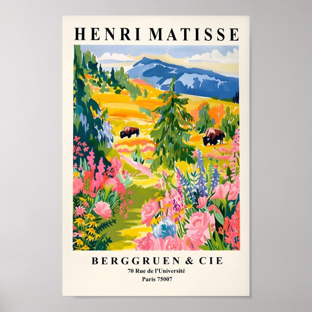 Yellowstone Illustration, nationalparken Poster, M Poster (Framsidan)