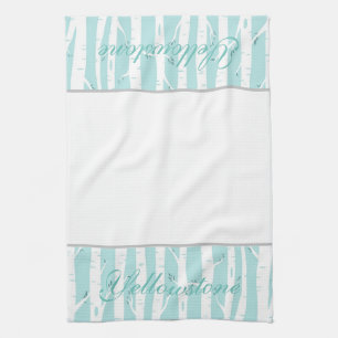 Yellowstone Kitchen Towel Aspen Träd Aqua Kökshandduk