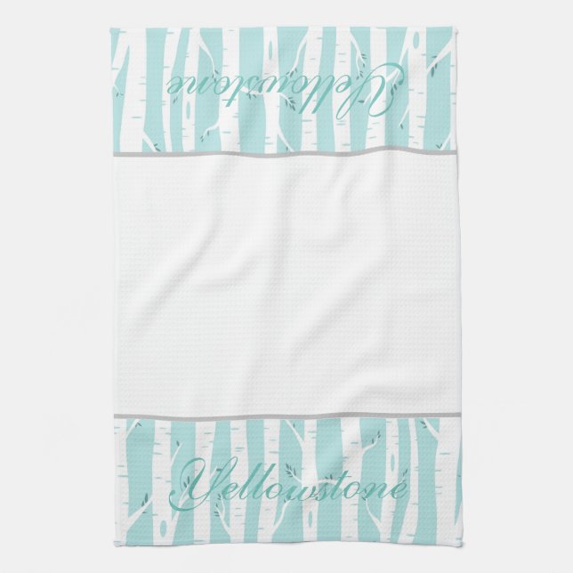 Yellowstone Kitchen Towel Aspen Träd Aqua Kökshandduk (Vertikal)