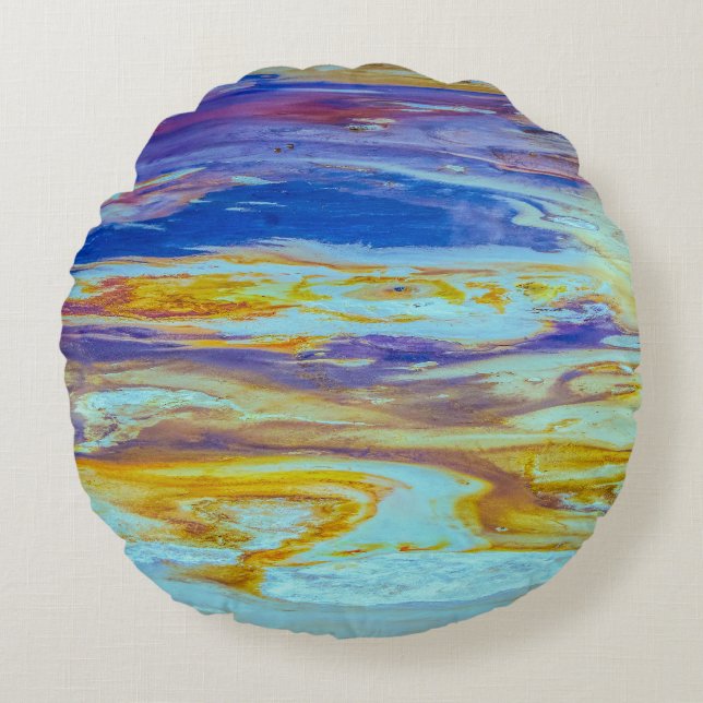 Yellowstone Lava Bassäng Swirls Rund Kudde (Framsidan)