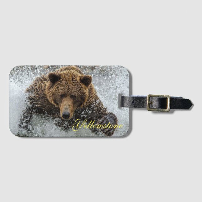 Yellowstone Luggage Tag-Bear Bagagebricka (Framsida horisontal)