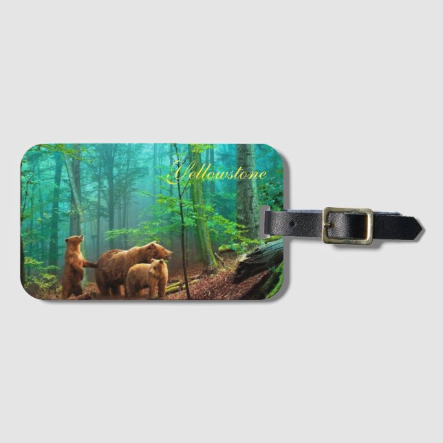 Yellowstone Luggage Tag-Bear Bagagebricka (Framsida horisontal)