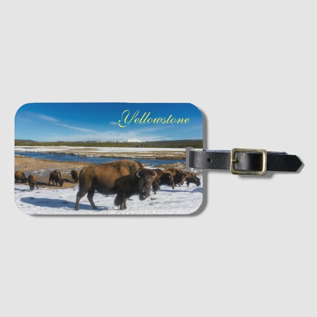 Yellowstone Luggage Tag-Buffalo Bagagebricka (Framsida horisontal)
