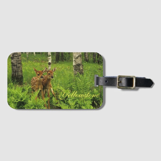 Yellowstone Luggage Tag-Fawn's Bagagebricka (Framsida horisontal)
