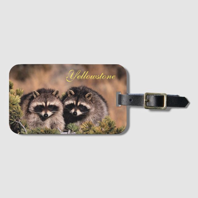 Yellowstone Luggage Tag-Racoons Bagagebricka (Framsida horisontal)