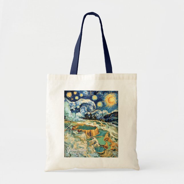 Yellowstone Mammoth Hot Springs Van Gogh Vibrant Tygkasse (Framsidan)