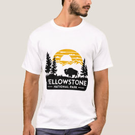 Yellowstone-Manar-lertröja med bison T Shirt