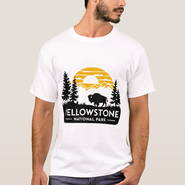 Yellowstone-Manar-lertröja med bison T Shirt (Framsida)