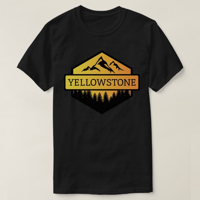 Yellowstone Montana Mountains och Träd T Shirt (Design framsida)