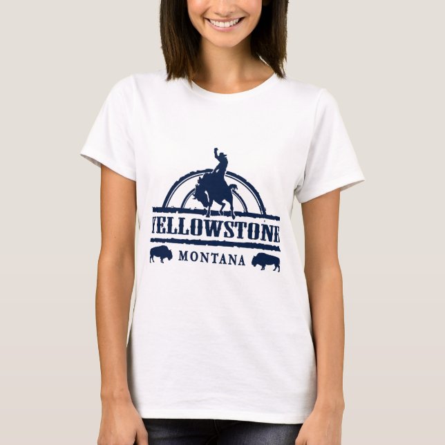 Yellowstone Montana Rodeo Cowboy T Shirt (Framsida)