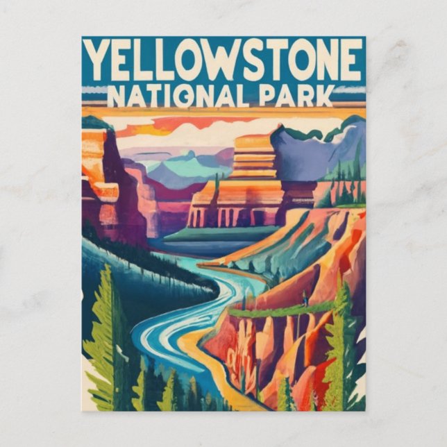 Yellowstone Nation Park Grand Canyon Helg Vykort (Framsida)