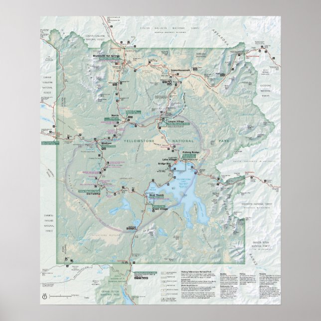 Yellowstone National Park 2026 karta Poster (Framsidan)