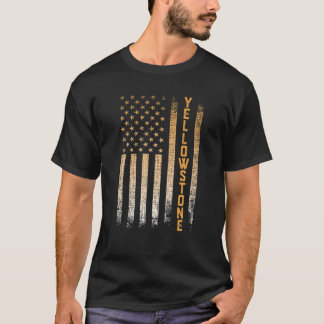Yellowstone National Park American Flagga T Shirt