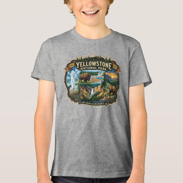 Yellowstone National Park-äventyr T Shirt (Framsida)