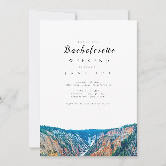 Yellowstone National Park Bachelorette Party Inbjudningar (Framsida)