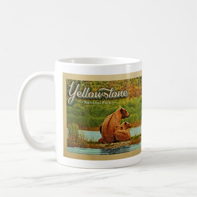 Yellowstone National Park Bears Vintage Kaffemugg (Vänster)
