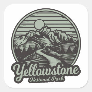 Yellowstone National Park Bergstig Fyrkantigt Klistermärke