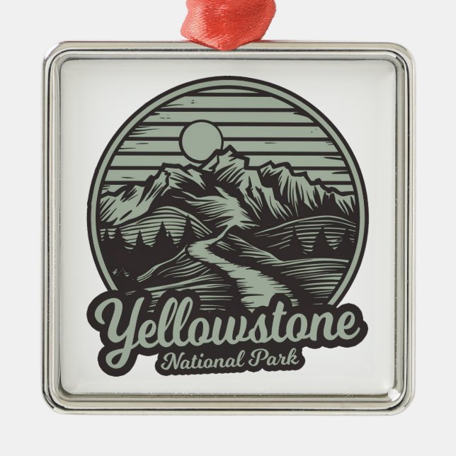 Yellowstone National Park Bergstrail Julgransprydnad Metall (Framsidan)