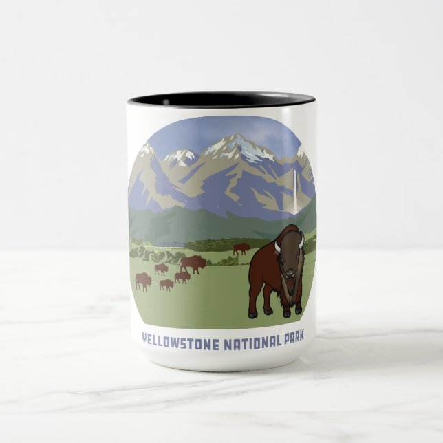 Yellowstone National Park Bison Mountain Classic Mugg (Center)